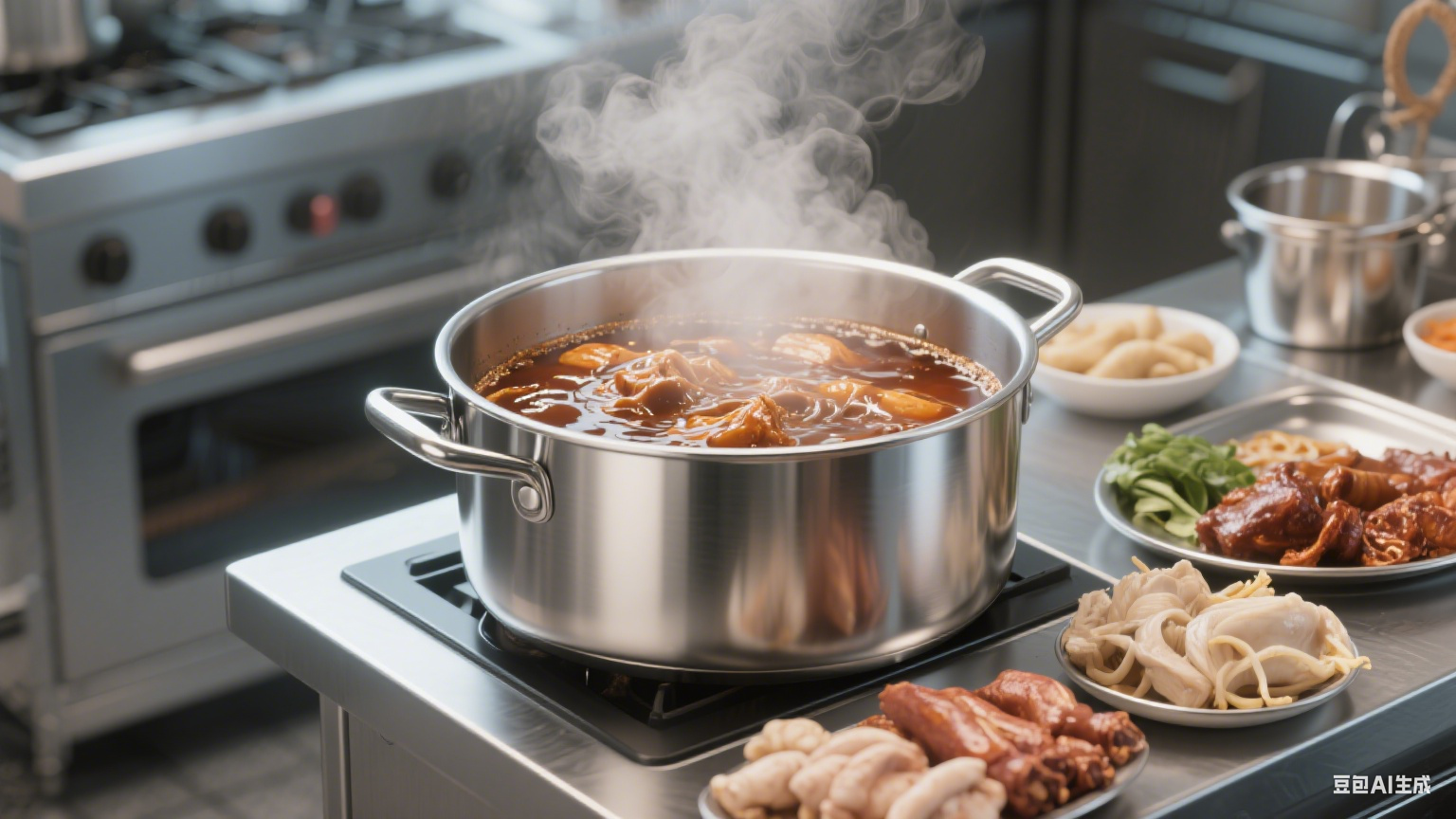 不锈钢耐用卤煮锅：材质坚固，长期使用不易损坏(4)