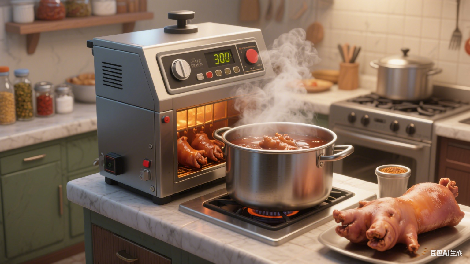 蒸汽型蜂窝卤煮锅卤猪蹄：温度、时间咋把控？这样做 Q 弹入味(5)