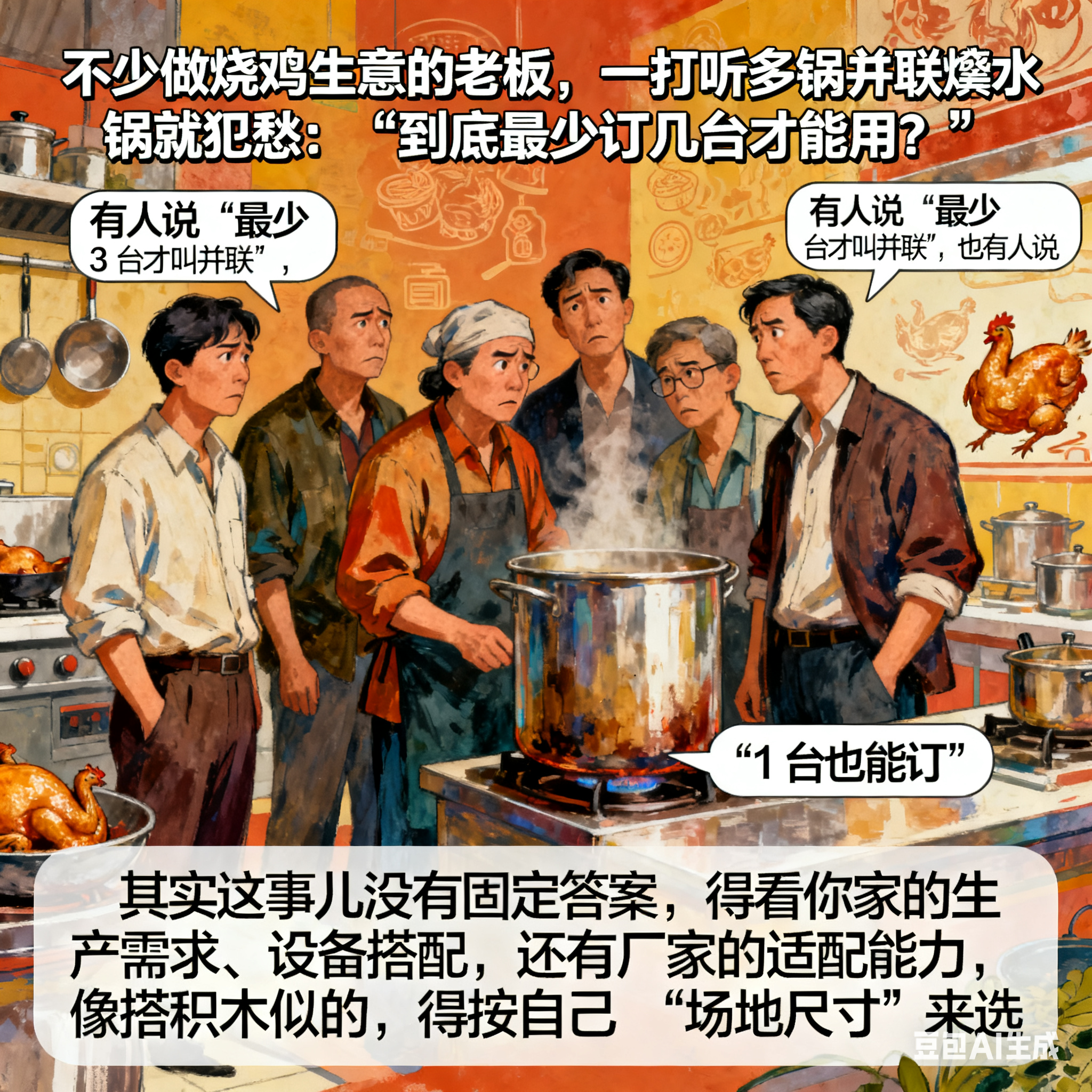 多锅并联烧鸡焯水锅，到底几台起订？(1)